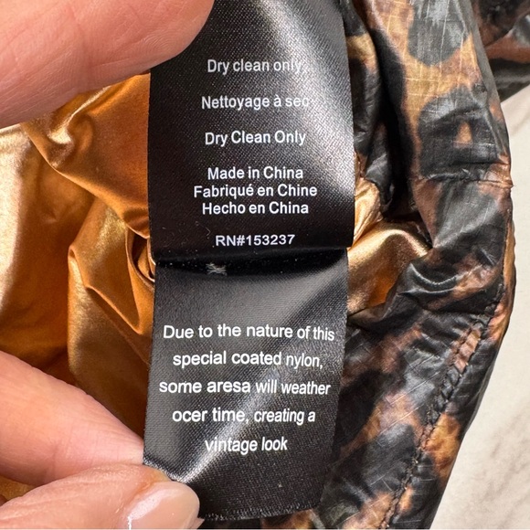 THINK ROYLN Leopard Print 1/4 Zip Down Fill Puffer Poncho BROWN-ROSE GOLD / XS-S - Picture 14 of 15